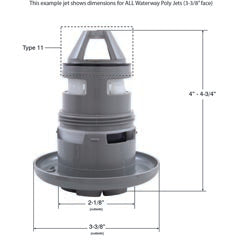 Waterway poly jet internal, pulsator deluxe - gray